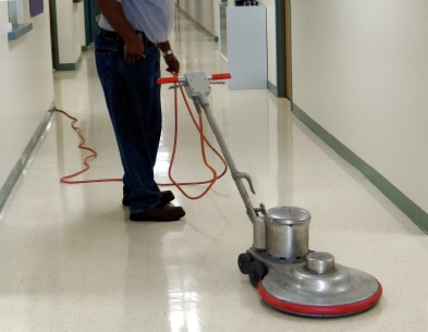 scrubbing hard floor