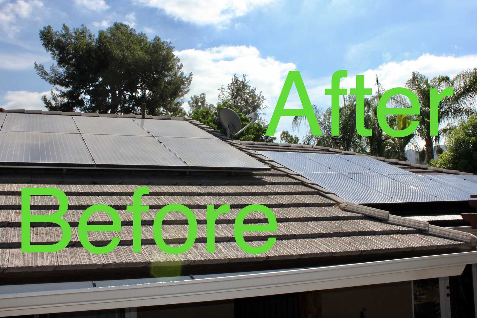 solar panel before and after